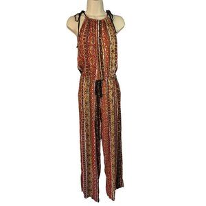 Toxik3 Boho Sleeveless Halter Jumpsuit Womens Size 2X Blouson Elastic Waist NEW